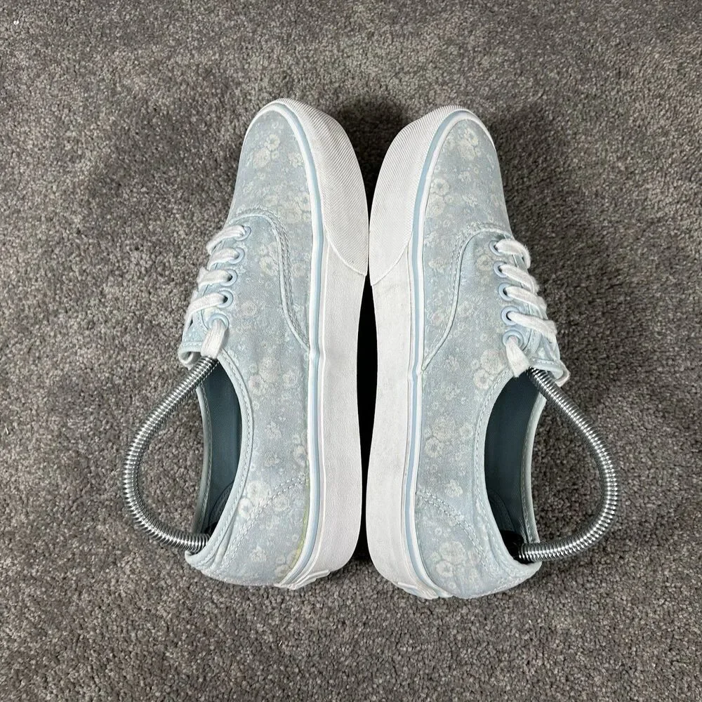 Vans Platform Tonal Women's Size 9.5 Blue Floral Casual Skate Shoes Used